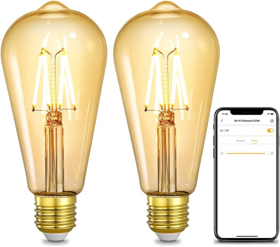 Linkind Smart Edison Bulbs, WiFi LED E26 Edison Bulbs, Dimmable ST64 Vintage Filament Light Bulb,... | Amazon (US)