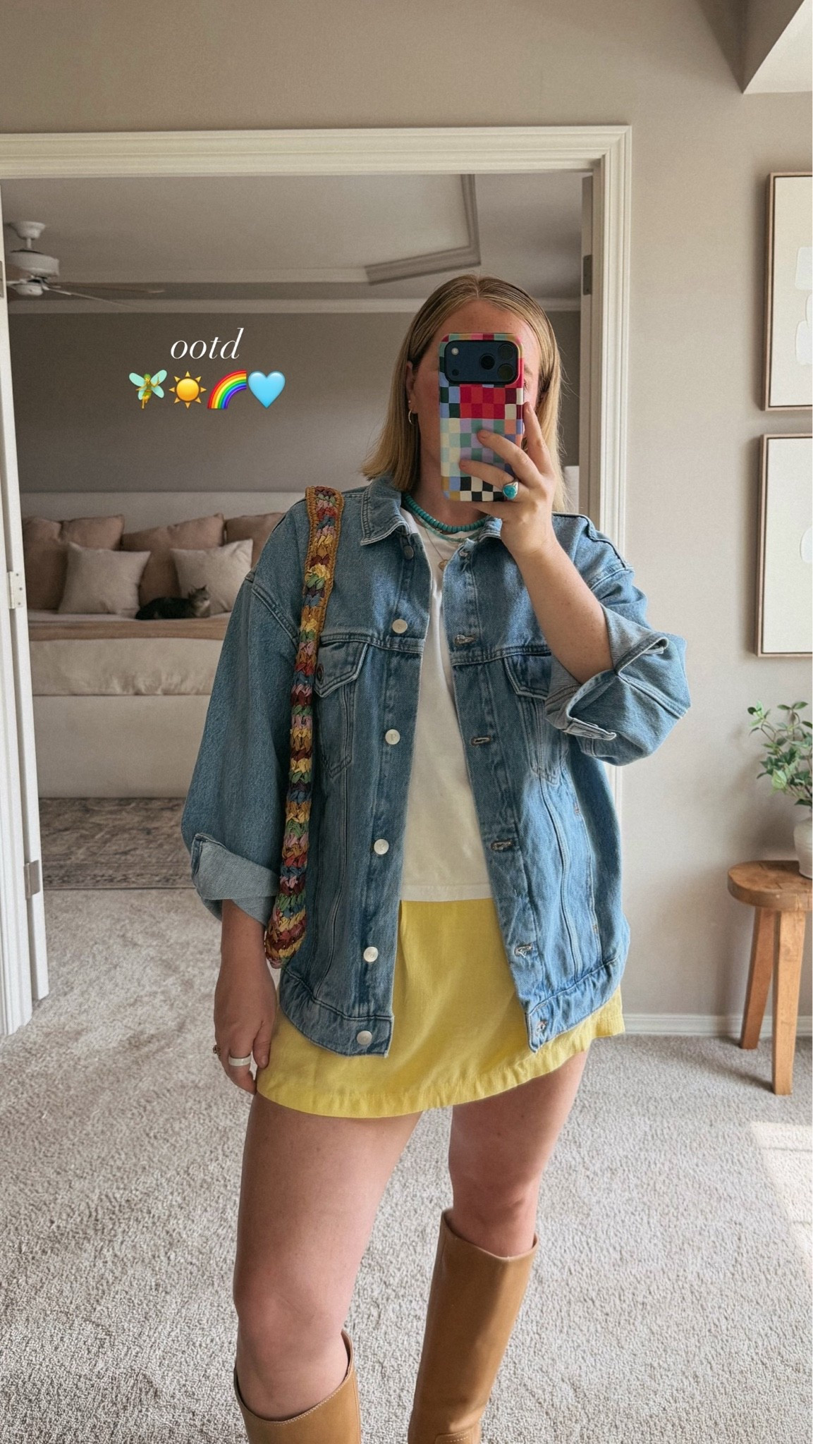 Spring Outfit of the Day 🩵🤍💛 Wearing a size small jacket. Size 8/10 | M\L | 5’4”

#LTKootd #LTKdayinmylife #LTKMidsize