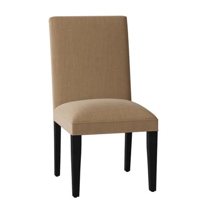 Princeton Upholstered Parsons Chair Sloane Whitney Body Fabric: Angela Tan, Leg Color: Black Matte | Wayfair North America