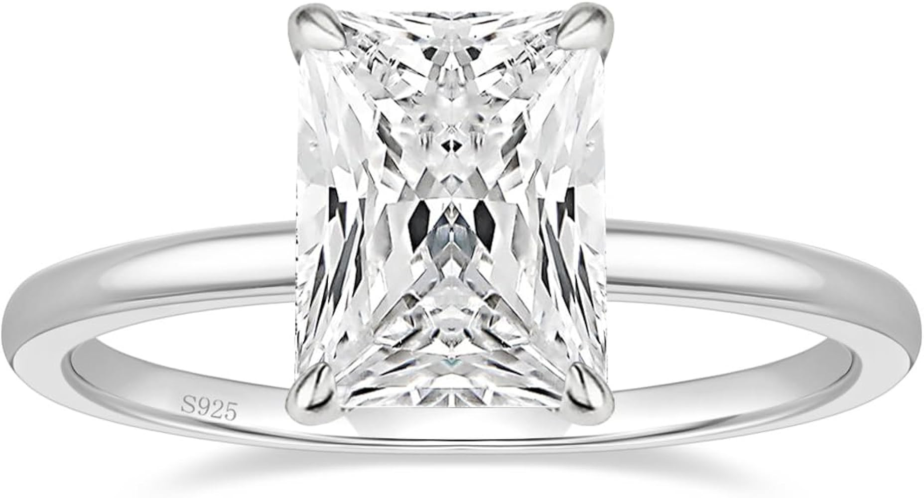 EAMTI 1/2/3/4CT 925 Sterling Silver Engagement Rings Radiant Cut Solitaire Cubic Zirconia CZ Wedd... | Amazon (US)
