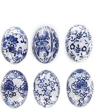 Southern Living Easter Collection Blue and White Chinoiserie Eggs, Set of 6 | Dillard's | Dillard's