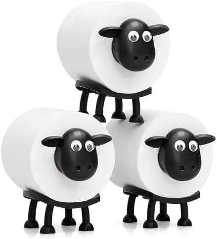 VELENTI Sheep Toilet Roll Holder, Free Standing Bathroom Set, 3D Printed, Funny Hilarious Black S... | Amazon (US)