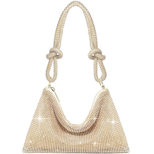GEMIU Sparkly Gold Purse for Women Dressy Mini Diamond Gold Evening Bag | Amazon (US)