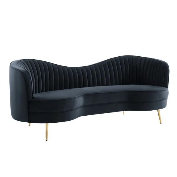 Barwicks 84'' Velvet Recessed Arm Curved Sofa | Wayfair North America