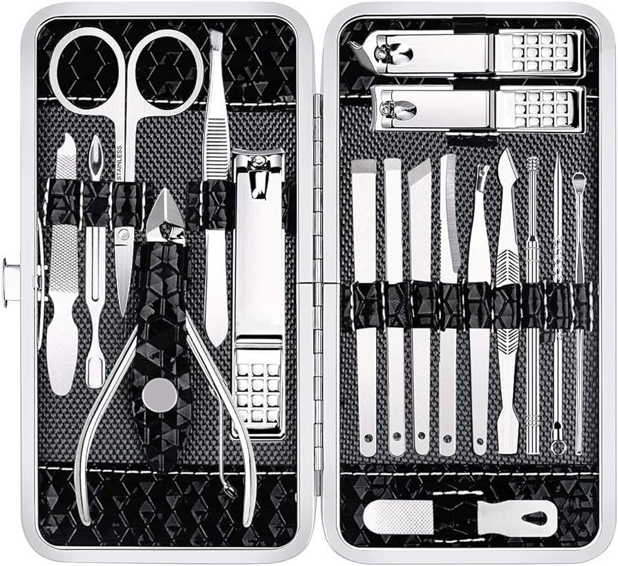 Manicure Set Nail Clippers Pedicure Kit -18 Pieces Stainless Steel Manicure Kit, Professional Gro... | Amazon (US)