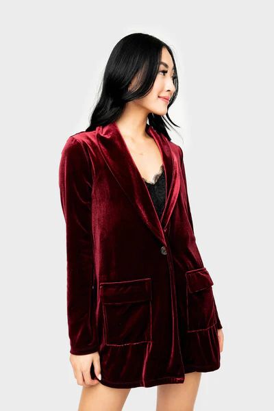 Jennifer Long Line Velvet Blazer | Gibson