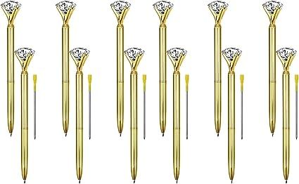 Gydthdeix 20 Pcs 0.55mm Black Ink Newest Gold Big Diamond Crystal Roller Ball Writing Gel Pens wi... | Amazon (US)