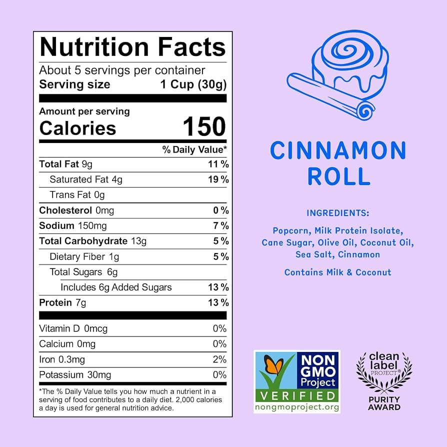Khloud Protein Popcorn - Cinnamon Roll - 7g Protein Snacks for Adults & Kids - Flavored Popcorn M... | Amazon (US)