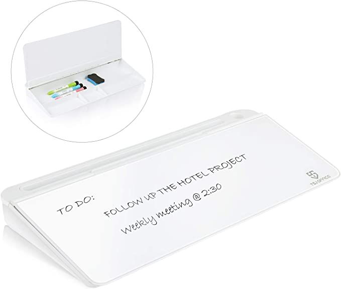 Small Glass Desktop Whiteboard Dry-Erase-Board - Computer Keyboard Stand White Board Surface Pad ... | Amazon (US)