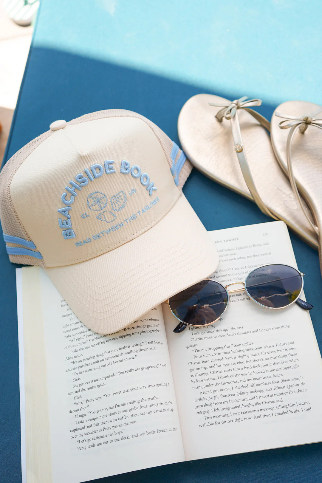 Beachside Book Club - Tan Canvas Trucker Hat | KenzKustomz