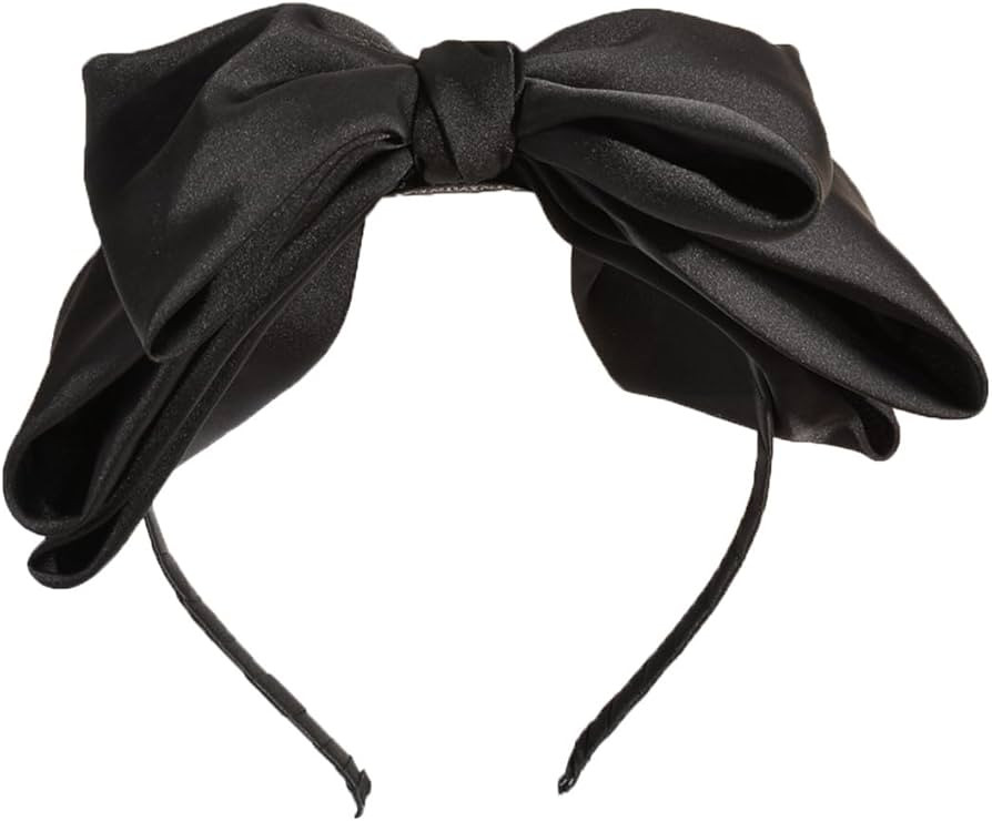 AIUPUOC French Black Hair Bow Headband for Girls Black Knot Bow Headbands for Thick Hair for Wome... | Amazon (US)
