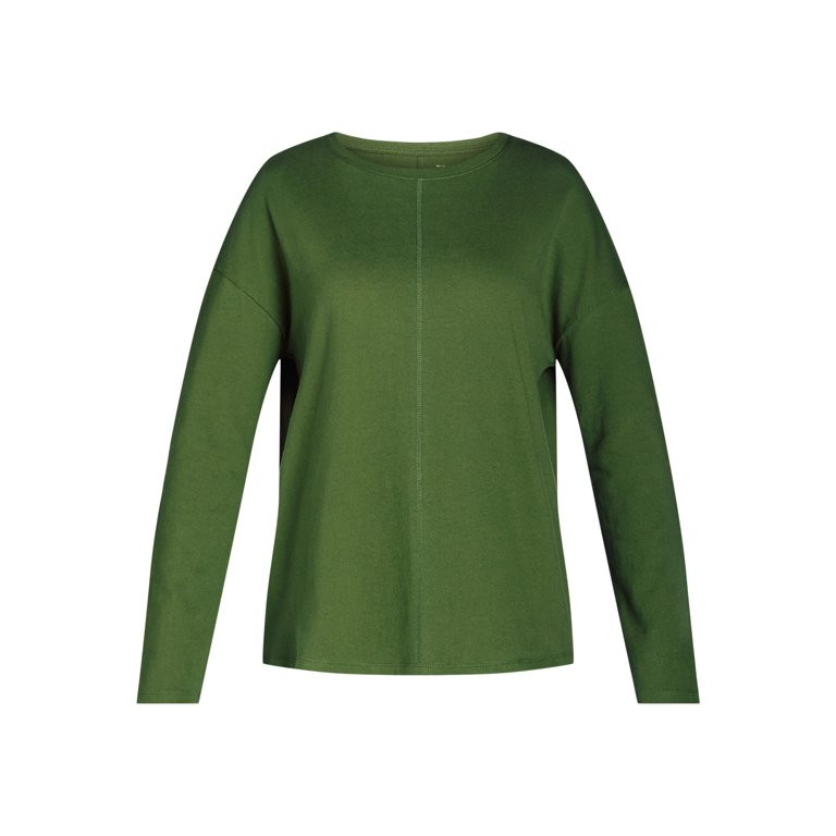 Time and Tru Women’s Oversized Cotton Pullover Tee with Long Sleeves, Sizes XS-XXXL - Walmart.c... | Walmart (US)