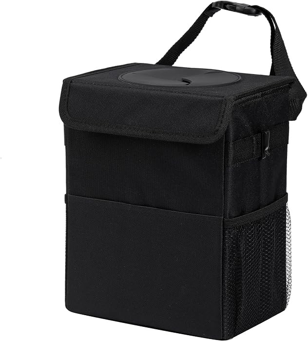 Car Garbage can with lid Leak Proof Vehicle Trash Can 3 Storage Pockets Hanging Waterproof car Tr... | Amazon (US)