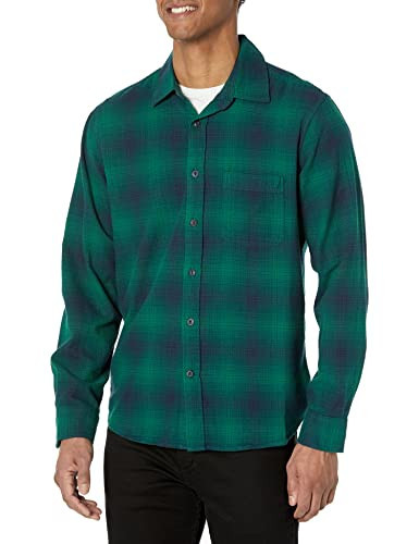 GAP Mens Untucked Flannel Button Down Shirt, Navy Green Ombre Plaid, X-Large US | Amazon (US)