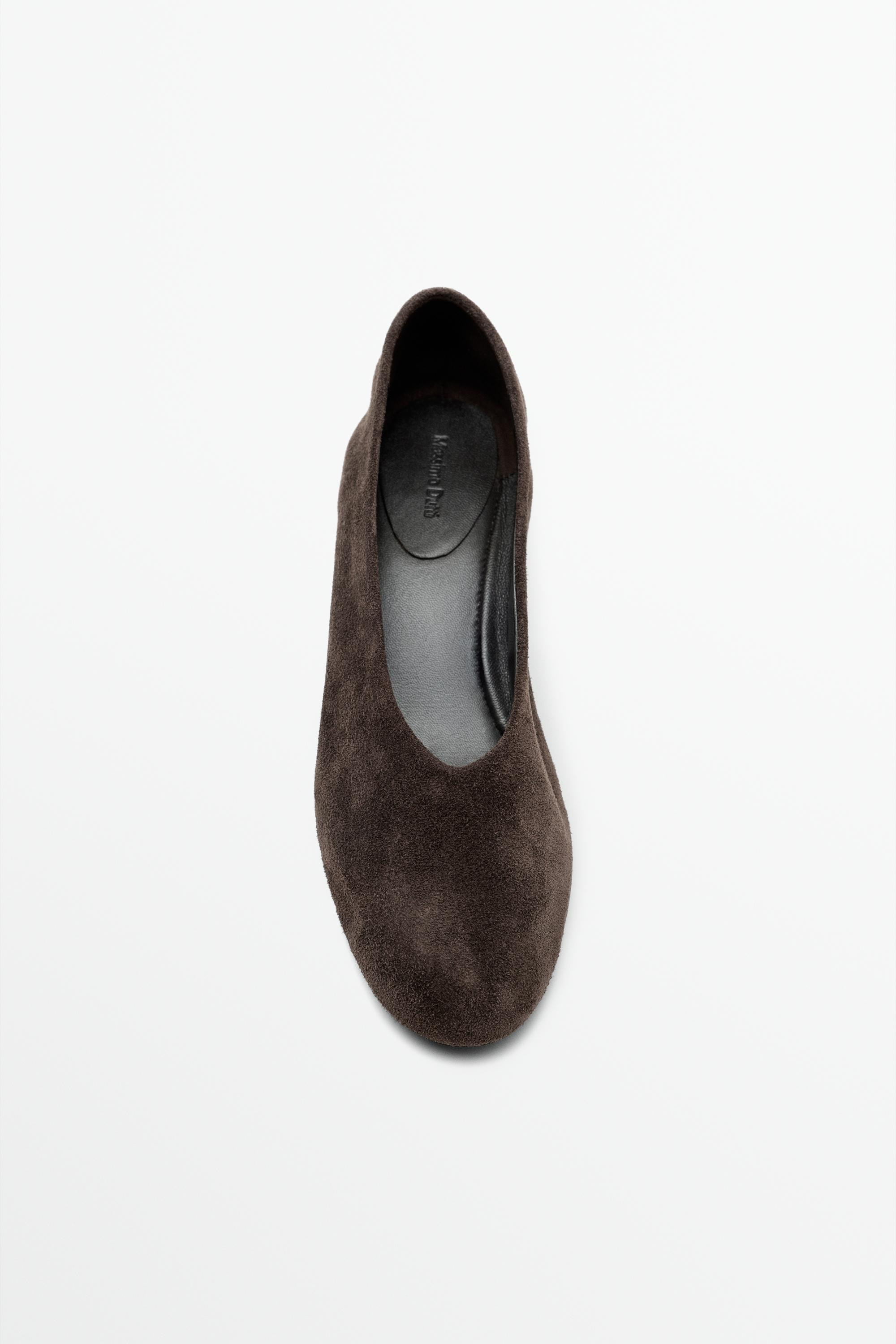 Split suede leather heel shoe | Massimo Dutti US