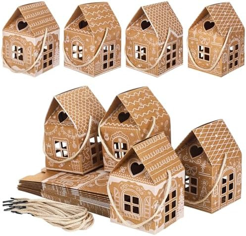 Gersoniel 24 Pcs Christmas Gift Boxes Candy Gingerbread House Mini Christmas Party Favor Box Smal... | Amazon (US)