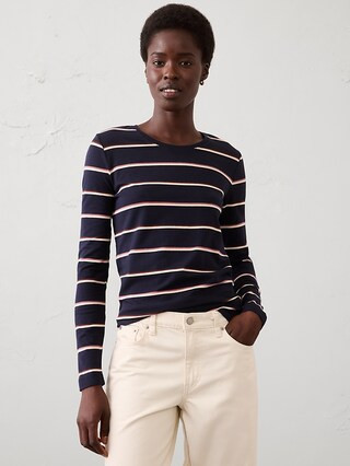 Timeless Long-Sleeve Crew-Neck T-Shirt | Banana Republic Factory