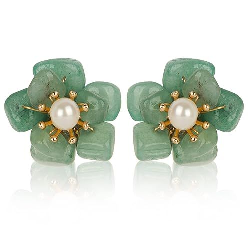 ELEXIS Green Real Jade Stud Earrings For Women Trendy Crystal Gemstone Betsey Johnson Unique Van ... | Amazon (US)