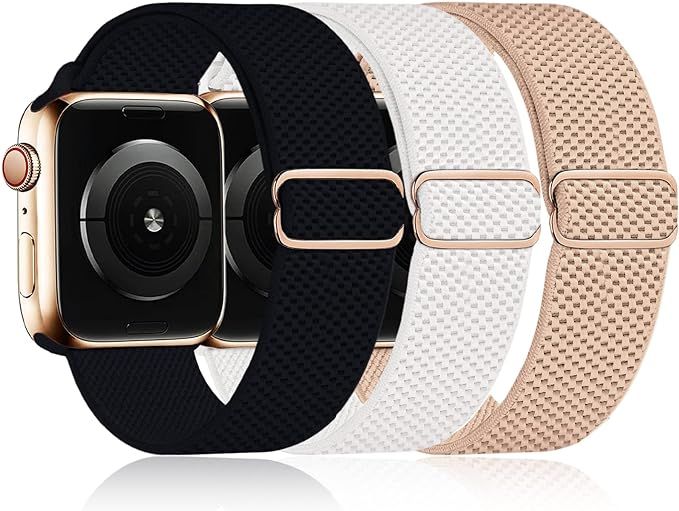 3 Packs Stretchy Nylon Solo Loop Band Compatible with Apple Watch Band 38mm 40mm 41mm 42mm 44mm 4... | Amazon (US)