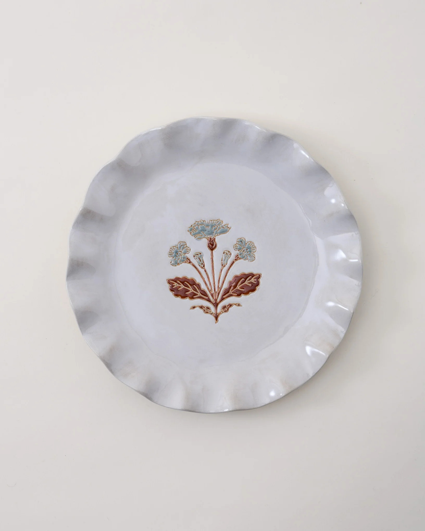 Cream Organic Ruffle Edge Elaine Dessert Plate | Magnolia