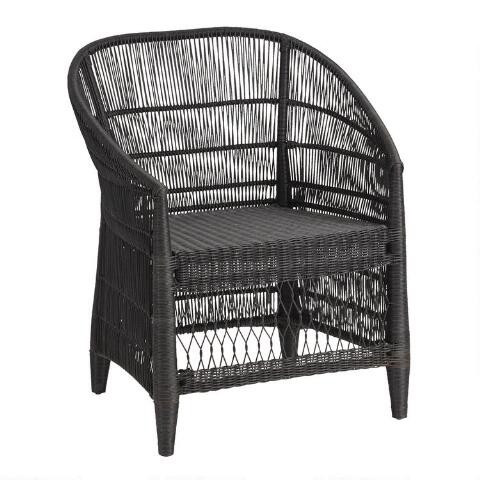 Black All Weather Wicker Diani Outdoor Dining Chair | World Market