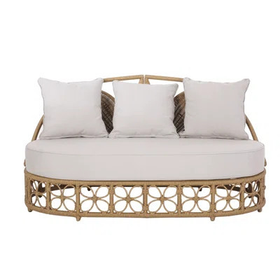 Patio Furniture Outdoor Daybed With Wicker Rattan, 60" Wide Outdoor Wicker Patio Daybed With Cushions For Lawn Garden Backyard Pool | Wayfair North America