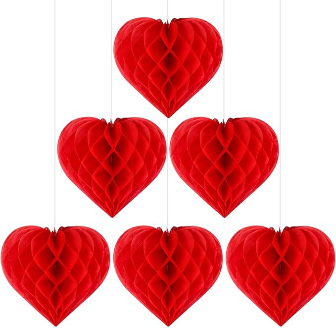 Bencailor 6 Pcs Valentines Day Honeycombs Party Decoration 12 Inch Heart Honeycomb Decoration Pap... | Amazon (US)