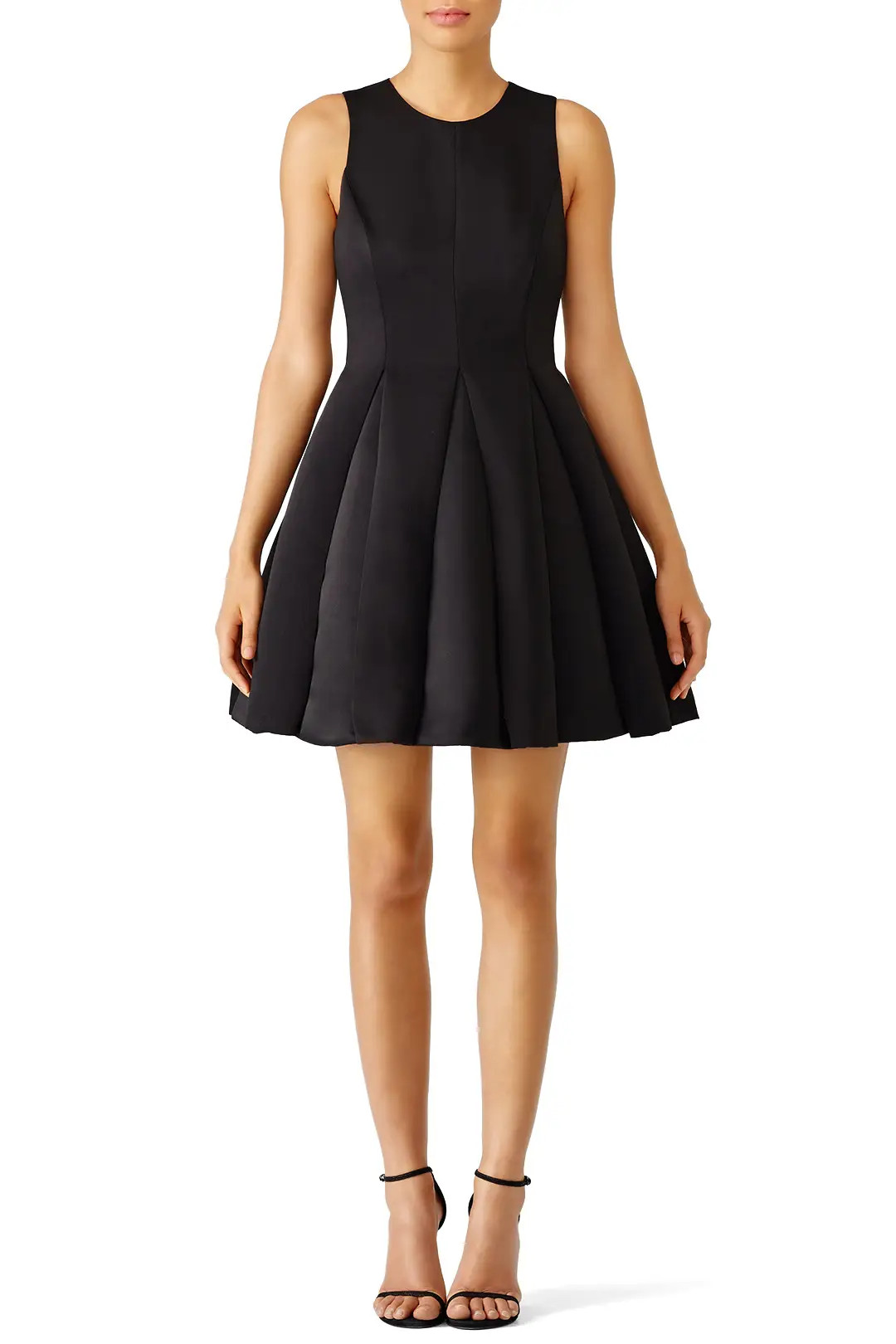 HALSTON Black Pleated Dress | Rent The Runway
