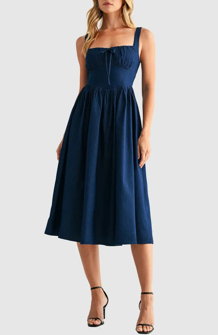 Square Neck Denim Midi Dress | Nordstrom