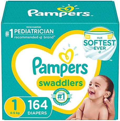 Diapers Newborn/Size 1 (8-14 lb), 164 Count - Pampers Swaddlers Disposable Baby Diapers, Enormous... | Amazon (US)