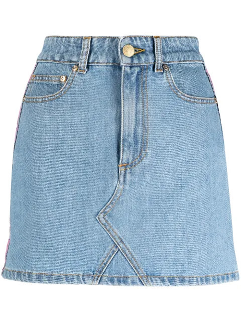 Chiara Ferragni contrast-trim Denim Skirt - Farfetch | Farfetch Global