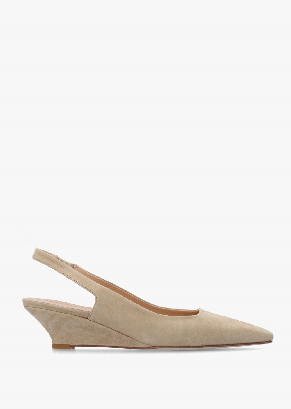 Nerys Beige Suede Low Wedge Sling Backs | Daniel Footwear (UK)