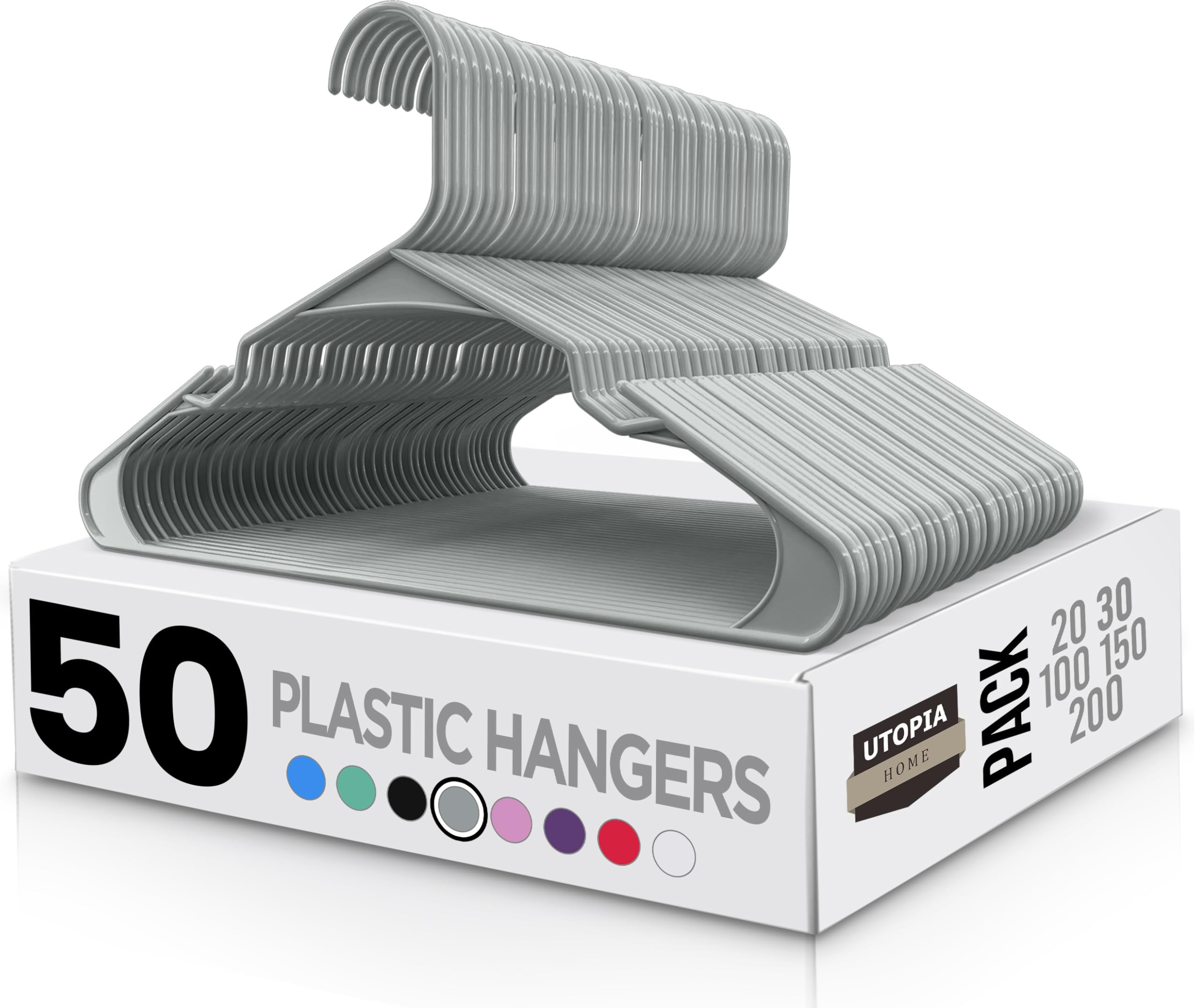 Utopia Home Plastic Hangers 50 Pack - Perfect Space Saving Clothes Hanger - Durable and Strong - ... | Amazon (US)