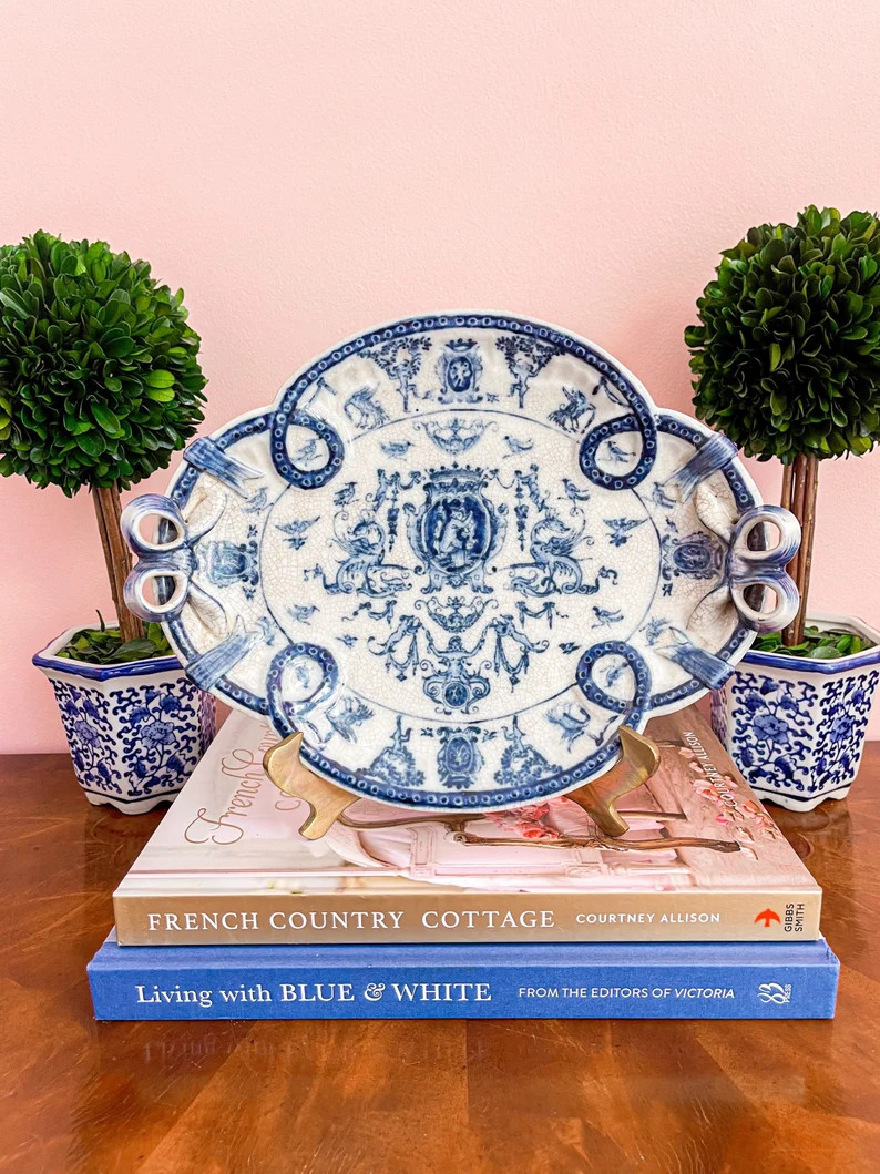 Vintage United Wilson Blue and White Bow Decorative Plate or - Etsy | Etsy (US)
