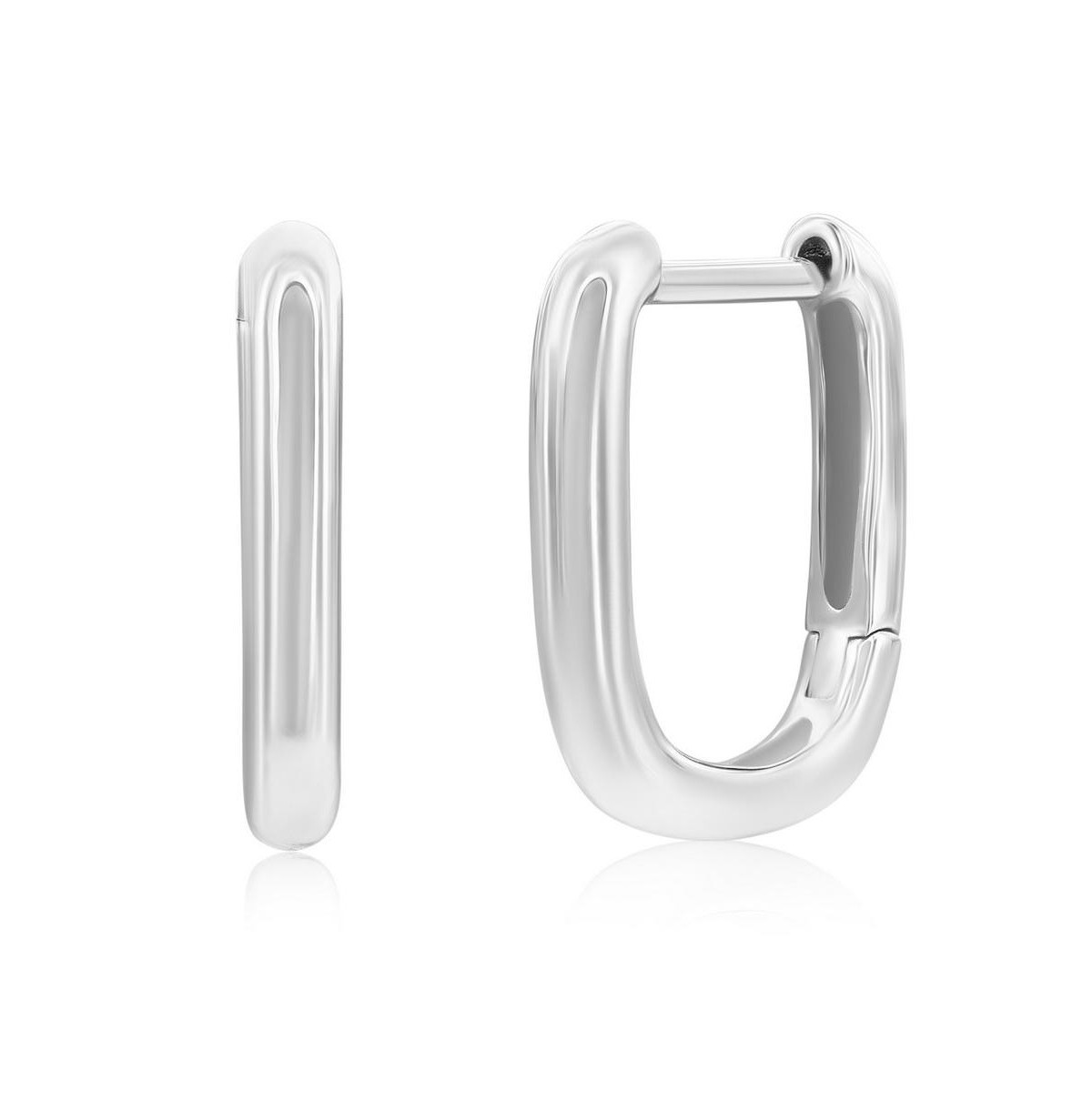 Simona Sterling Silver Rectangle Shaped Hoop Earrings - Silver | Macy's