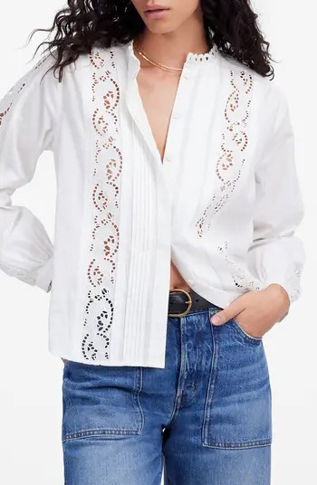Madewell Lace Inset Pintuck Button-Up Shirt | Nordstromrack | Nordstrom Rack