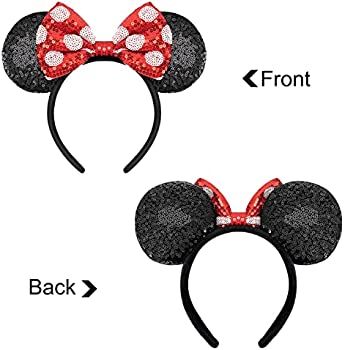 2 Pack Mickey Ears, Sequin Minnie Ears Headbands with Bow, Hairs Accessories for Girls Women Kids... | Amazon (US)