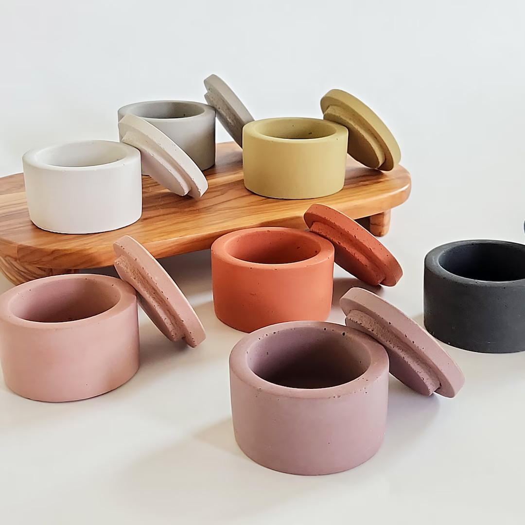 Salt Cellar, Pinch Pot, Salt Pig, Pinch Bowl, Concrete Salt and Pepper Cellar With Lid, Kitchen G... | Etsy (US)