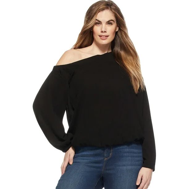 Sofia Jeans by Sofia Vergara Plus Size Long Sleeve One Shoulder Top | Walmart (US)