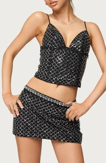 Jenny Beaded Mesh Crop Camisole | Nordstrom