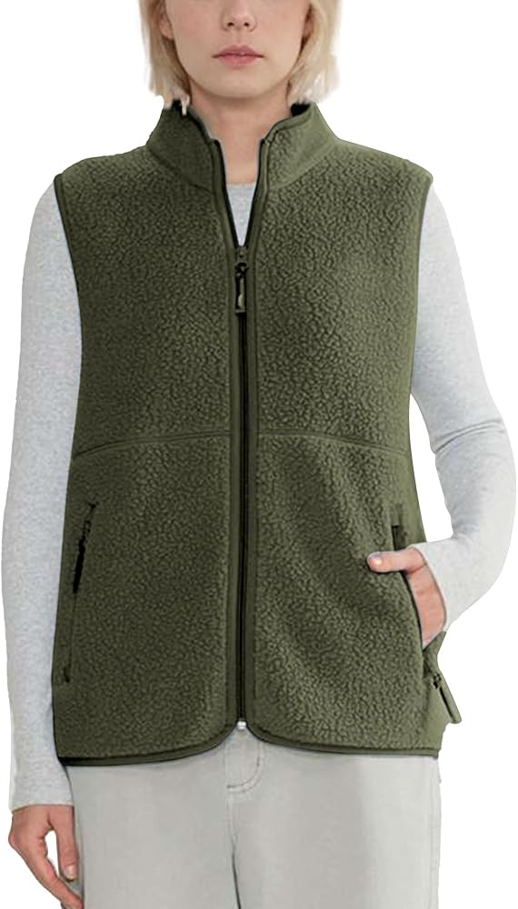 Hixiaohe Sherpa Fleece Vest for Women Trendy Warm Sleeveless Vests Jacket Lightweight Zip Coats w... | Amazon (US)