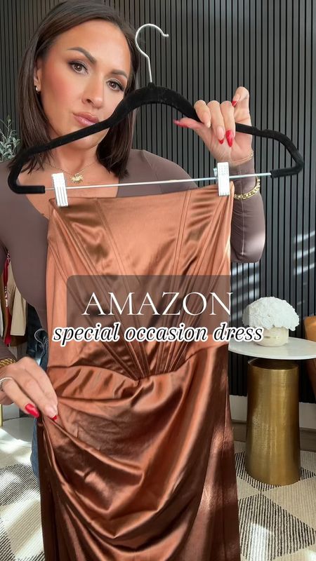 This dress is absolute perfection! 🤎

Wearing a size small! 

I’m 5’2
130 lbs 
34 DD
25 in waist 

#amazonfashion #fashionover40 #specialoccasiondress #amazondresses #amazonfinds #amazonsatindress #corsetdress 

#LTKstyletip #LTKover40 #LTKfindsunder50