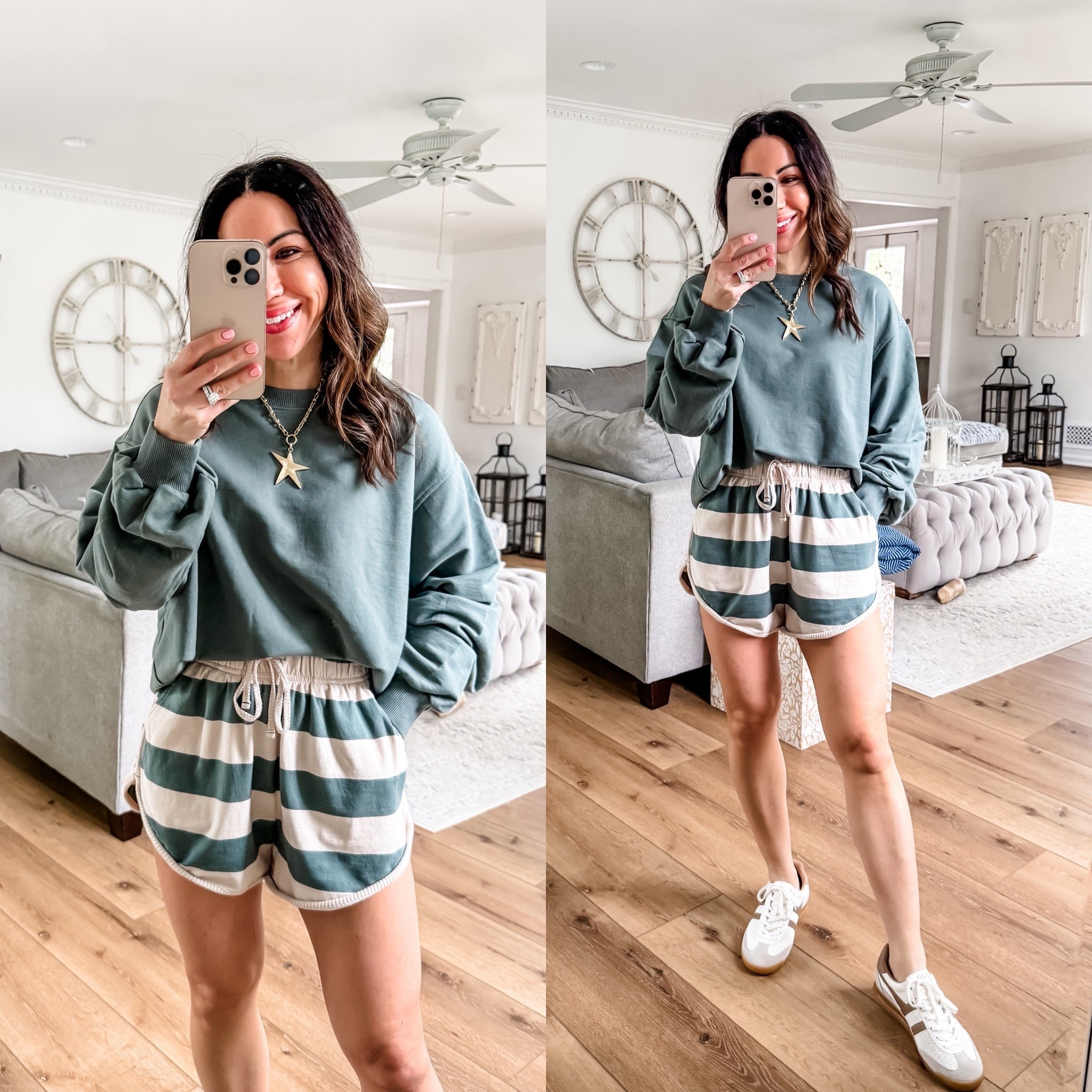 Small shorts. XS sweatshirt. Sneakers TTS.



#LTKSaleAlert #LTKOver40