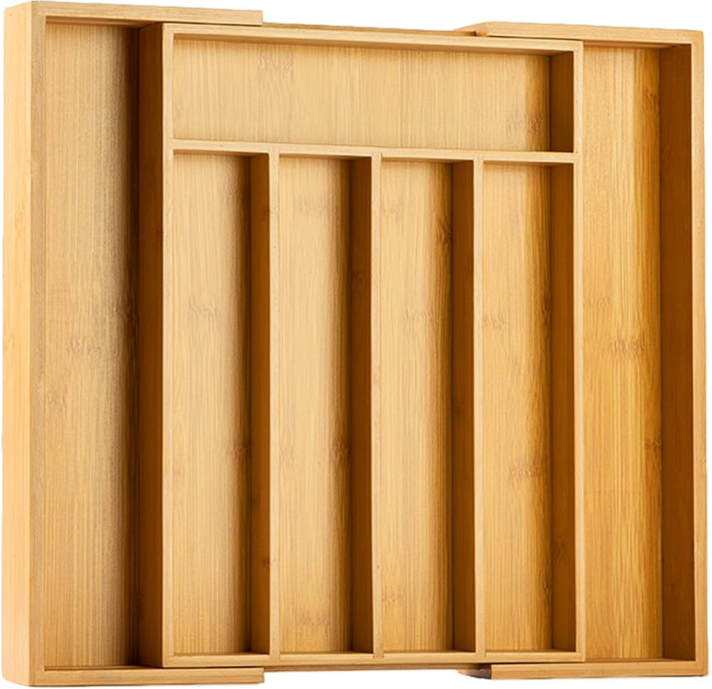 Bellsal Silverware Organizer Kitchen Drawer Organizer Expandable Bamboo Utensil Holder Cutlery Tray for Kitchen Utensil and Flatware Bedroom Office | Amazon (US)
