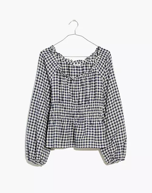 Sophia Top in Textured Windowpane | Madewell