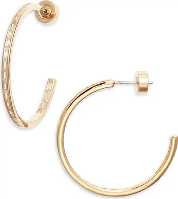 Baguette Cubic Zirconia Inside Out Hoop Earrings | Nordstrom