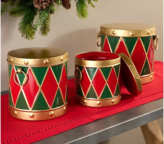 "As Is" Set of 3 Metal Drum Lifts with Storage by Valerie - QVC.com | QVC