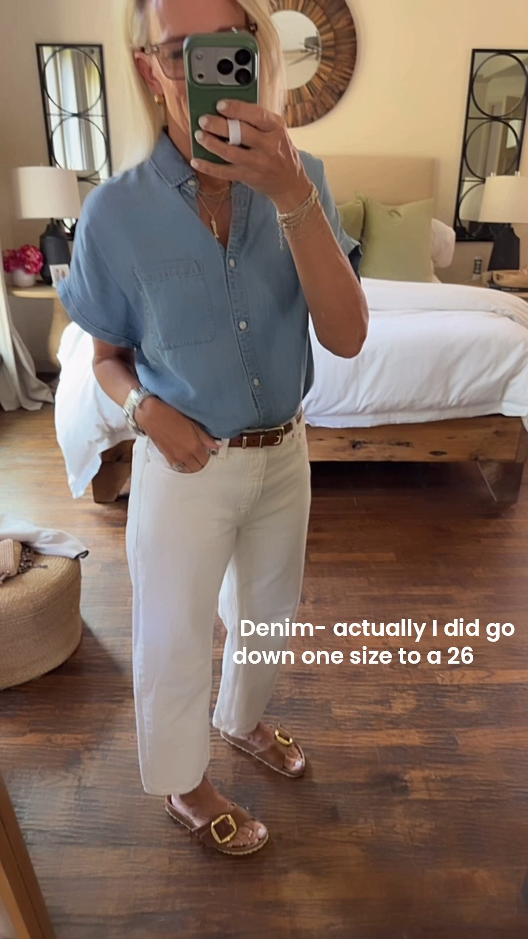Outfit of the day.
Denim – size down one size, wearing 26 
Top – fits to size, wearing small 

@Quince @Madewell ￼￼

#LTKootd #LTKOver40 #LTKgrwm