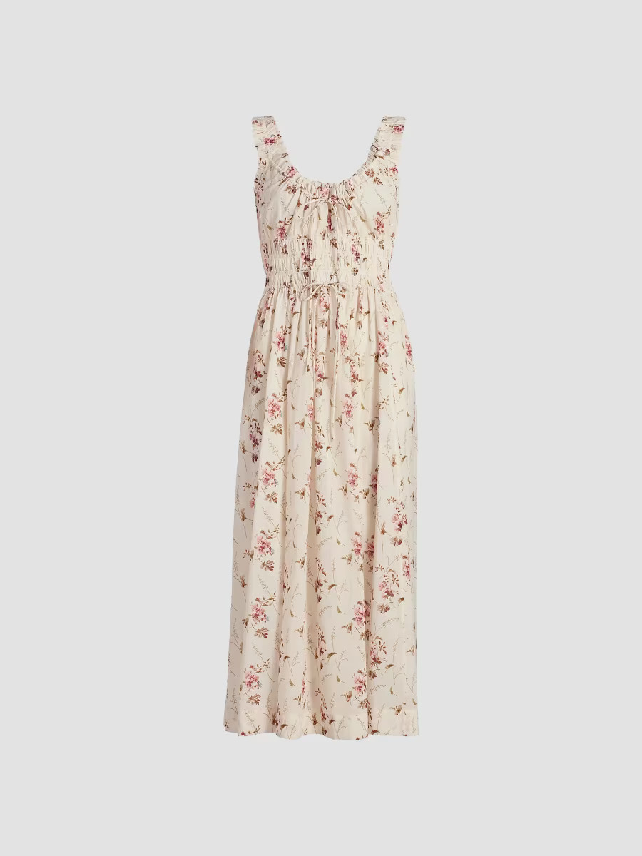Women's Emmaretta Floral-Print Midi-Dress - Blanc Prarie Rose - Size Small | Saks Fifth Avenue