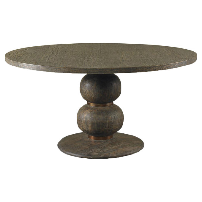 Click for more info about Mr. Brown Misty Dining Modern Rustic Oak Copper Ring Dining Table - 54D